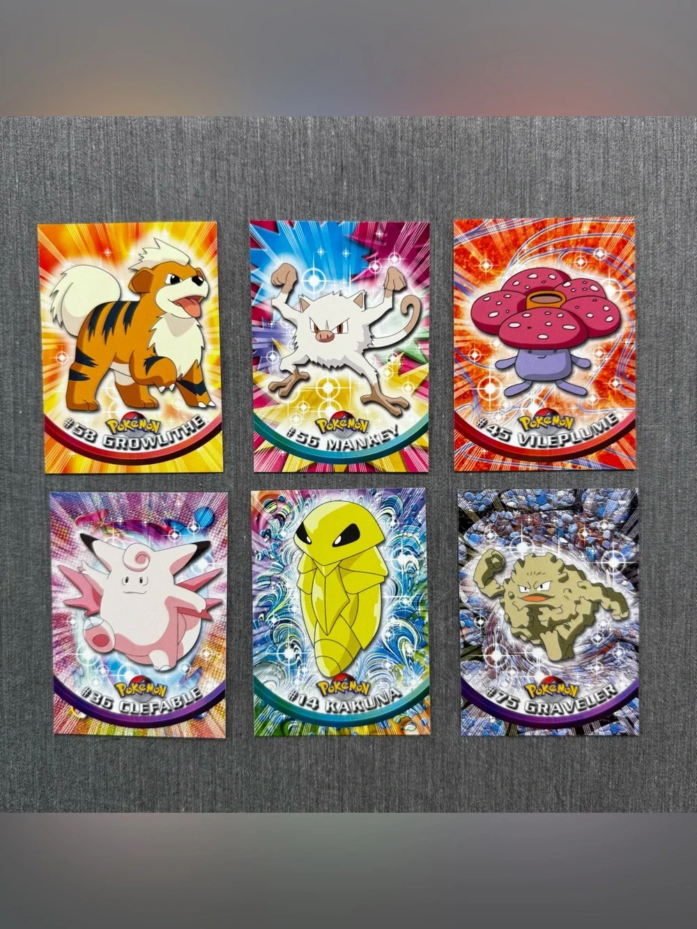 Vintage 1999 Topps Pokemon Card Lot 6 TV Animation Green Logo Non-Foil Clefable